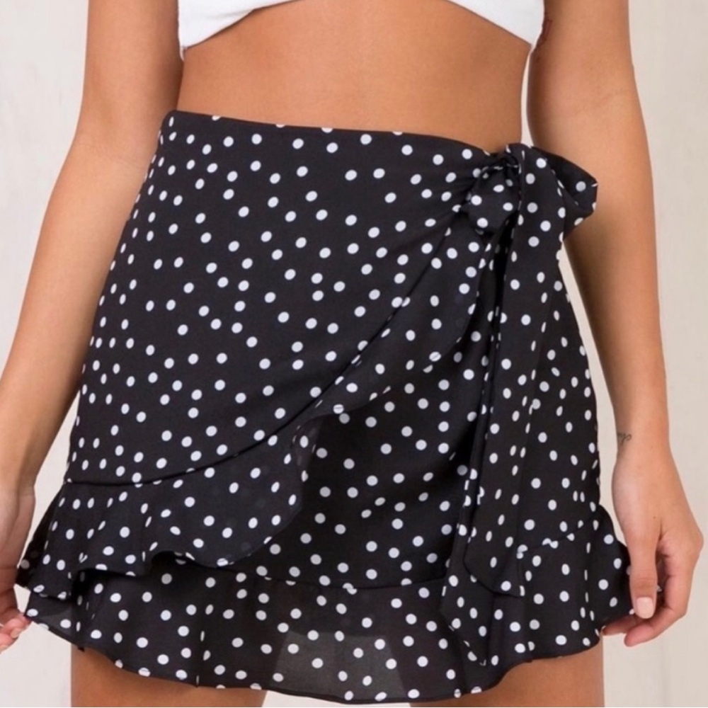 Princess Polly wrap polka dot skirt
